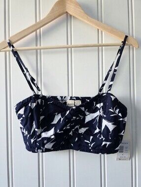 Roxy Starlet Cropped Tube Top Navy Blue White Womens Medium
